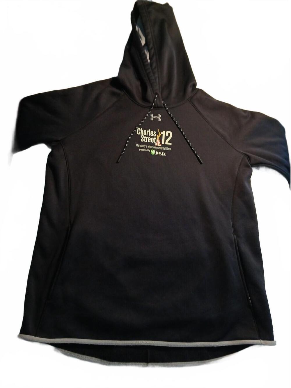 Under Armour Streetwear Hoodie Black Gray Charles Street 12 Charm City Run XL